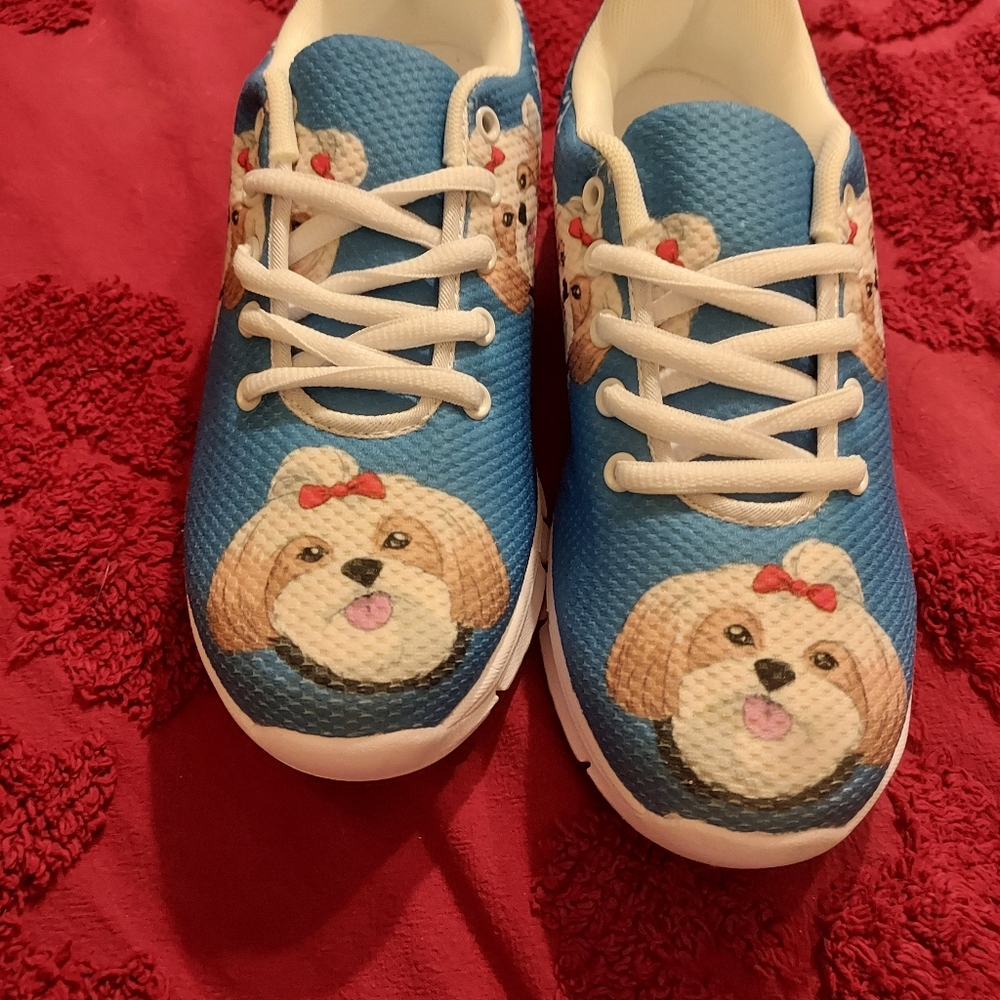 Us Ladies Size 7 Shih Tzu Mom Tennis Shoes Brand New